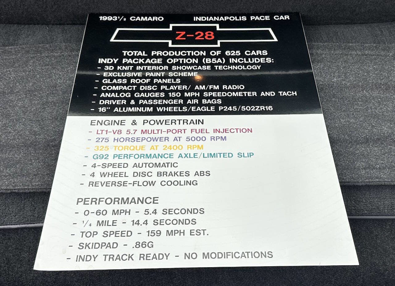 Used 1993 Chevrolet Camaro Z28 RWD image 75