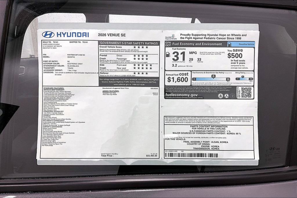 New 2026 Hyundai Venue SE FWD image 31