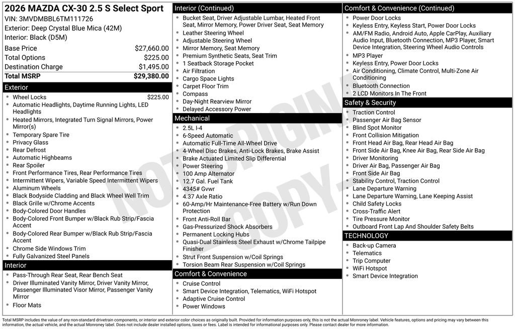 Certified 2026 MAZDA CX-30 AWD 2.5 S w/ Select Sport Pkg image 19