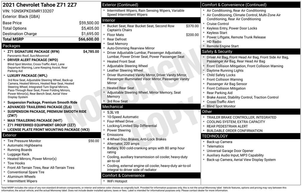 Certified 2021 Chevrolet Tahoe Z71 w/ Z71 Signature Package AWD/4WD image 35
