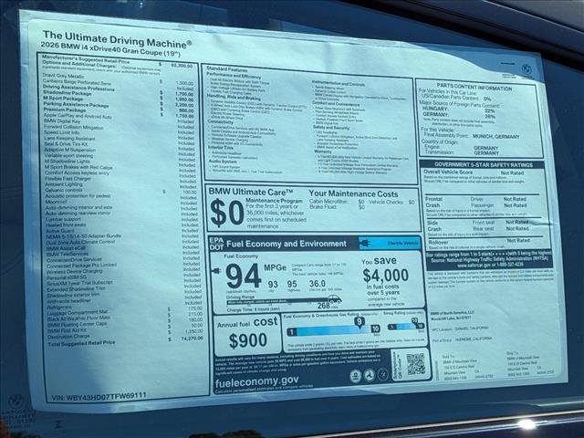 New 2026 BMW i4 xDrive40i w/ M Sport Package AWD/4WD image 20