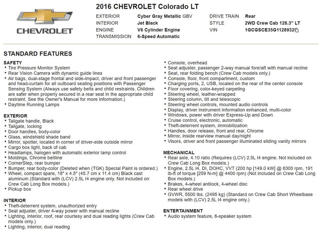 Used 2016 Chevrolet Colorado LT w/ Luxury Package, Chrome RWD image 19