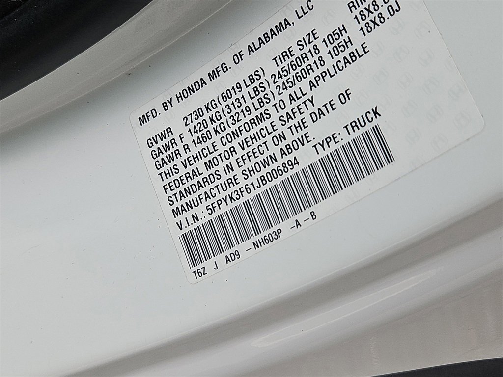 Certified 2018 Honda Ridgeline RTL-T image 14