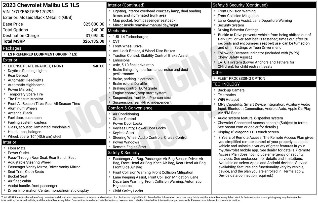 Used 2023 Chevrolet Malibu LS FWD image 5