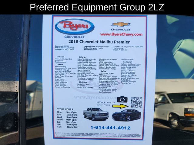 Used 2018 Chevrolet Malibu Premier w/ Premier Sun and Wheel Package image 13