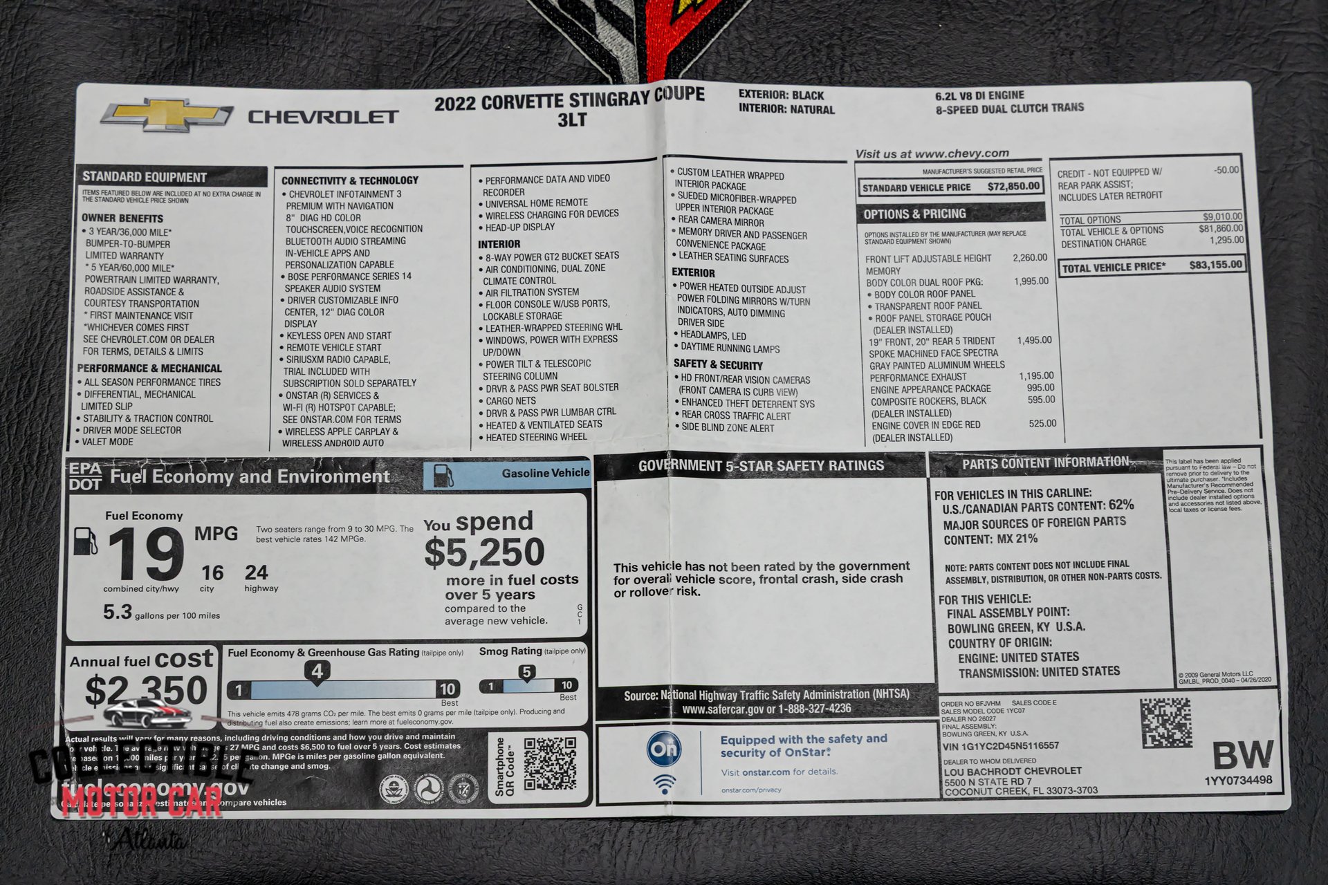 Used 2022 Chevrolet Corvette Stingray Premium Cpe w/ Body-Color Dual Roof Package RWD image 3