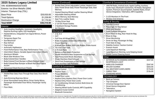 Certified 2025 Subaru Legacy Limited AWD/4WD image 12