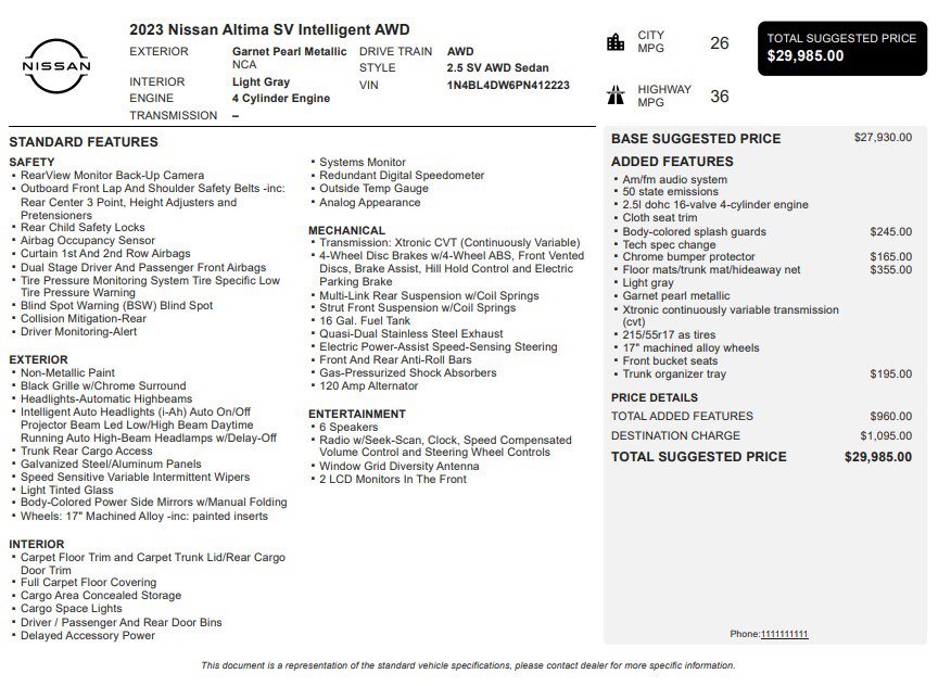 Used 2023 Nissan Altima 2.5 SV image 32