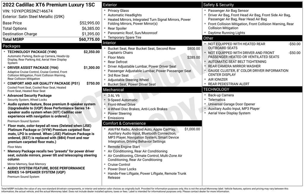 Used 2022 Cadillac XT6 Premium Luxury w/ Technology Package FWD image 27