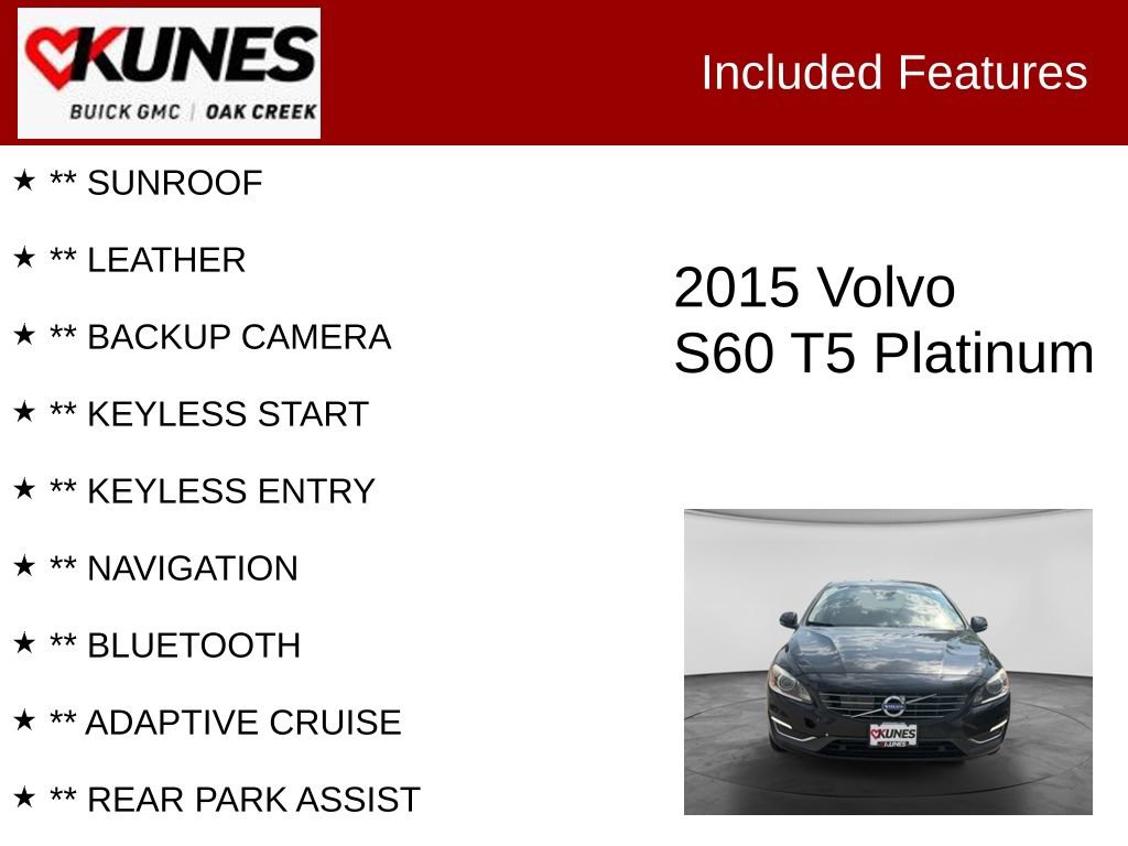 Used 2015 Volvo S60 T5 Platinum FWD image 2