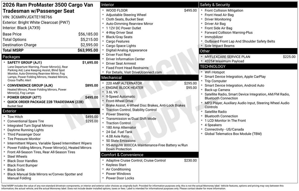 New 2026 RAM ProMaster 3500 w/ Safety Group FWD image 4