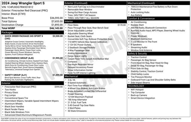 New 2024 Jeep Wrangler Unlimited Sport image 15