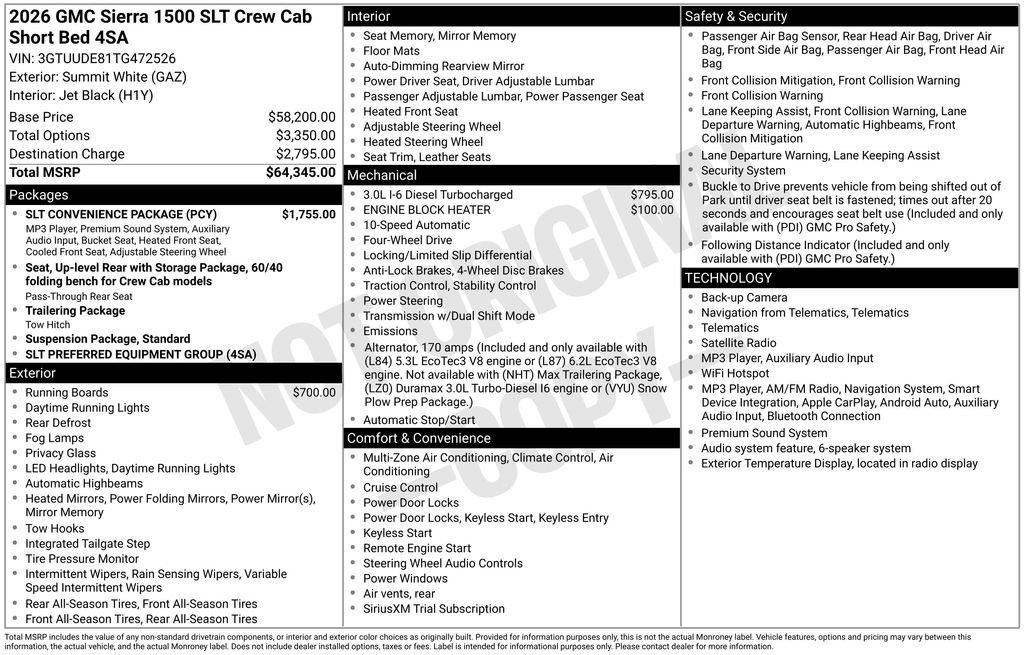 New 2026 GMC Sierra 1500 SLT w/ SLT Convenience Package AWD/4WD image 4