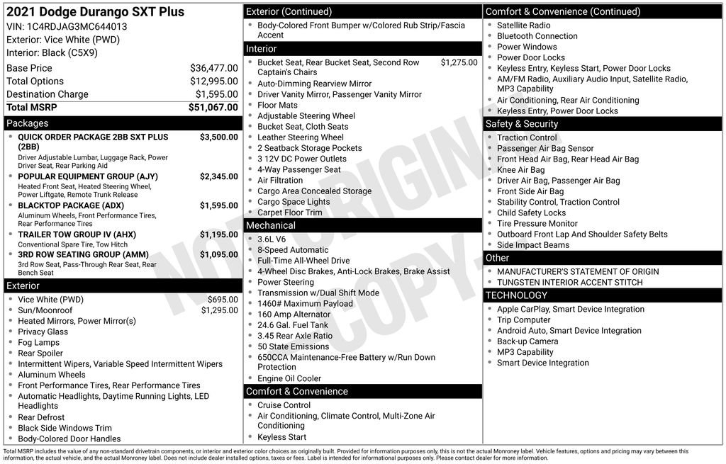 Used 2021 Dodge Durango SXT AWD/4WD image 32