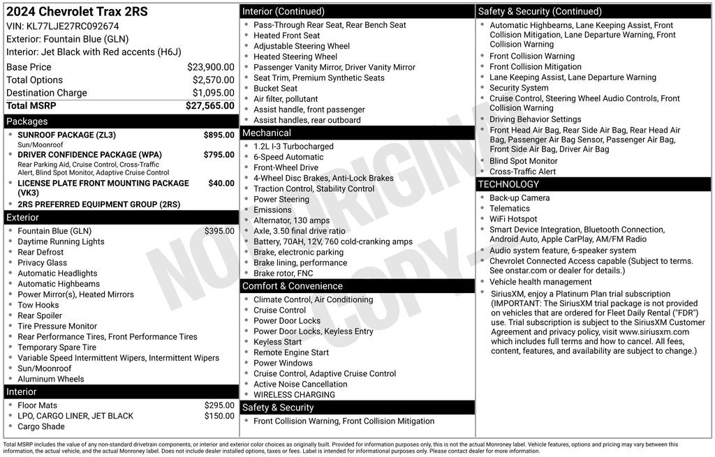 Certified 2024 Chevrolet Trax RS w/ Sunroof Package FWD image 5