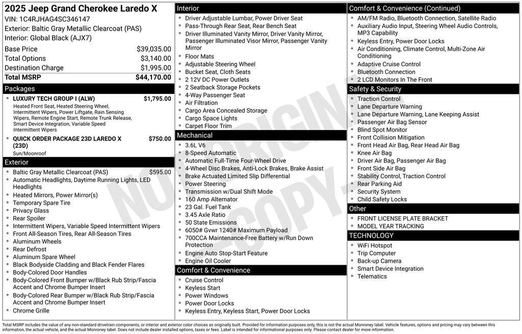 New 2025 Jeep Grand Cherokee Laredo X w/ Luxury Tech Group I image 3