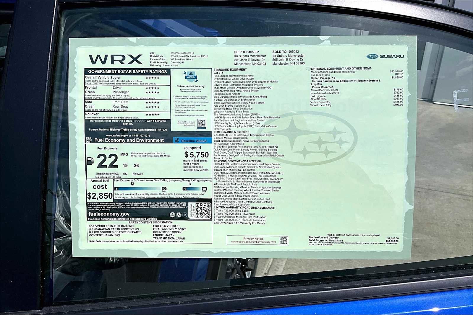 New 2026 Subaru WRX Premium image 19