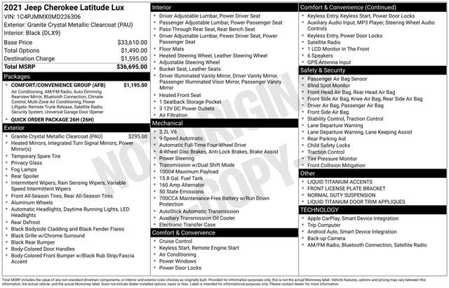 Used 2021 Jeep Cherokee Latitude Lux w/ Comfort/Convenience Group AWD/4WD image 15