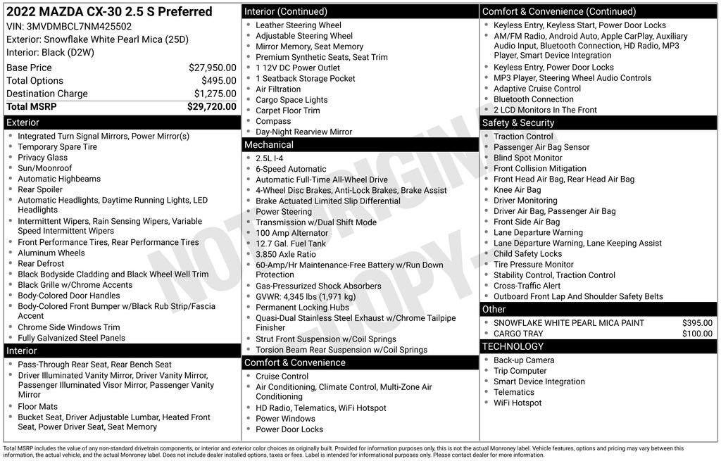 Used 2022 MAZDA CX-30 AWD 2.5 S w/ Preferred Package image 30