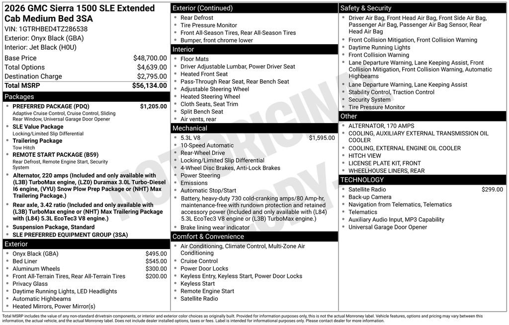 New 2026 GMC Sierra 1500 SLE w/ Preferred Package RWD image 56
