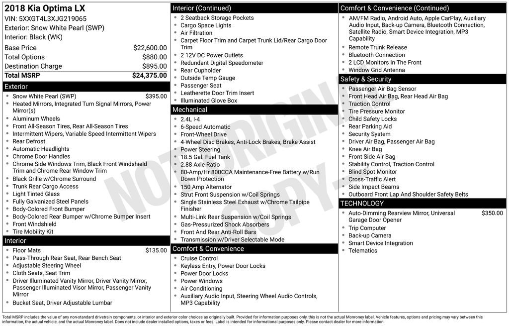 Used 2018 Kia Optima LX image 15