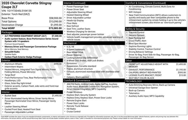 Certified 2020 Chevrolet Corvette Stingray Preferred Cpe w/ 2LT Preferred Equipment Group RWD image 23