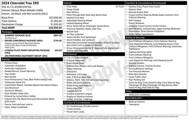 Certified 2024 Chevrolet Trax RS w/ Sunroof Package FWD image 33