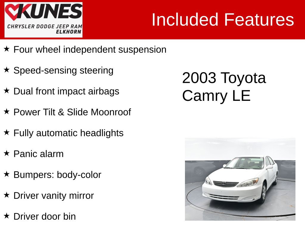Used 2003 Toyota Camry LE FWD image 3