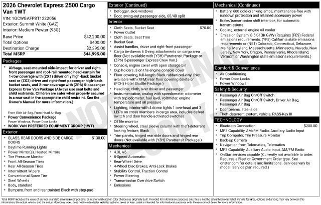 New 2026 Chevrolet Express 2500 RWD image 26