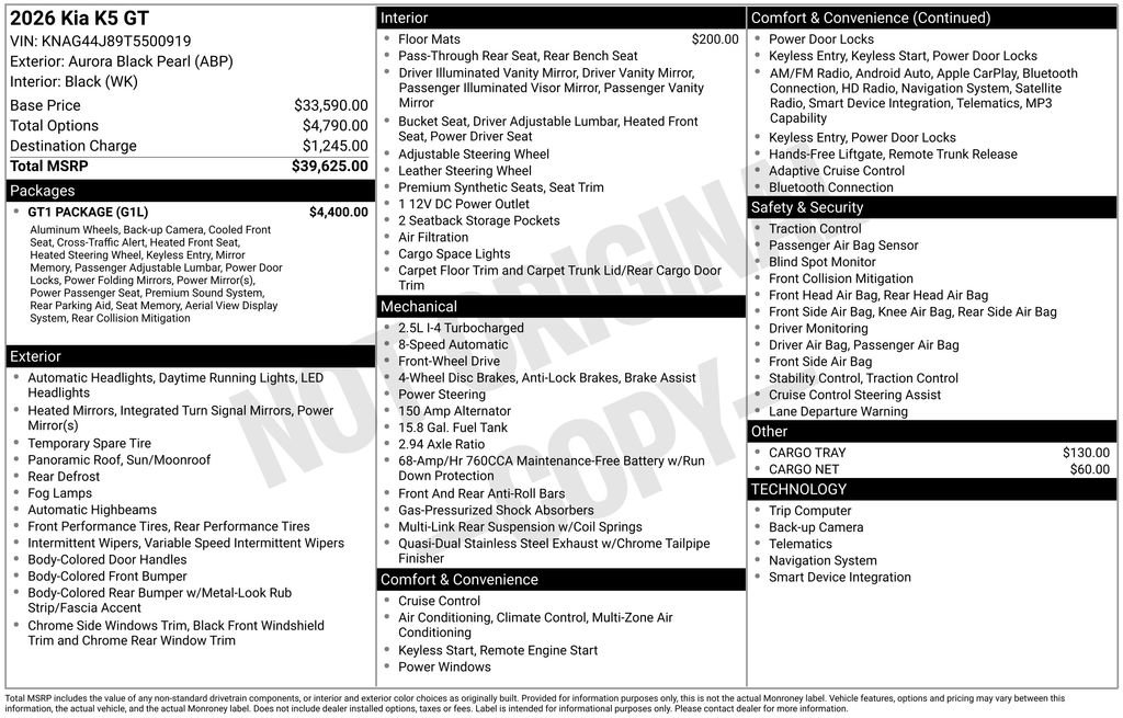 Certified 2026 Kia K5 GT w/ GT1 Package FWD image 30