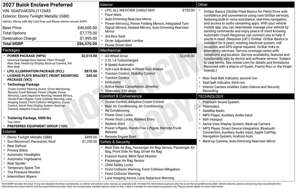 New 2027 Buick Enclave Preferred w/ Power Package AWD/4WD image 28