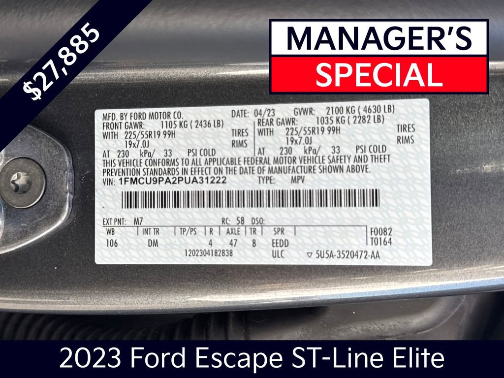 Used 2023 Ford Escape ST-Line Elite w/ Premium Technology Package image 29