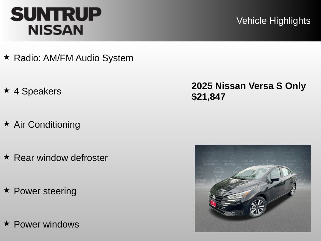 Used 2025 Nissan Versa S w/ S Plus Package FWD image 8