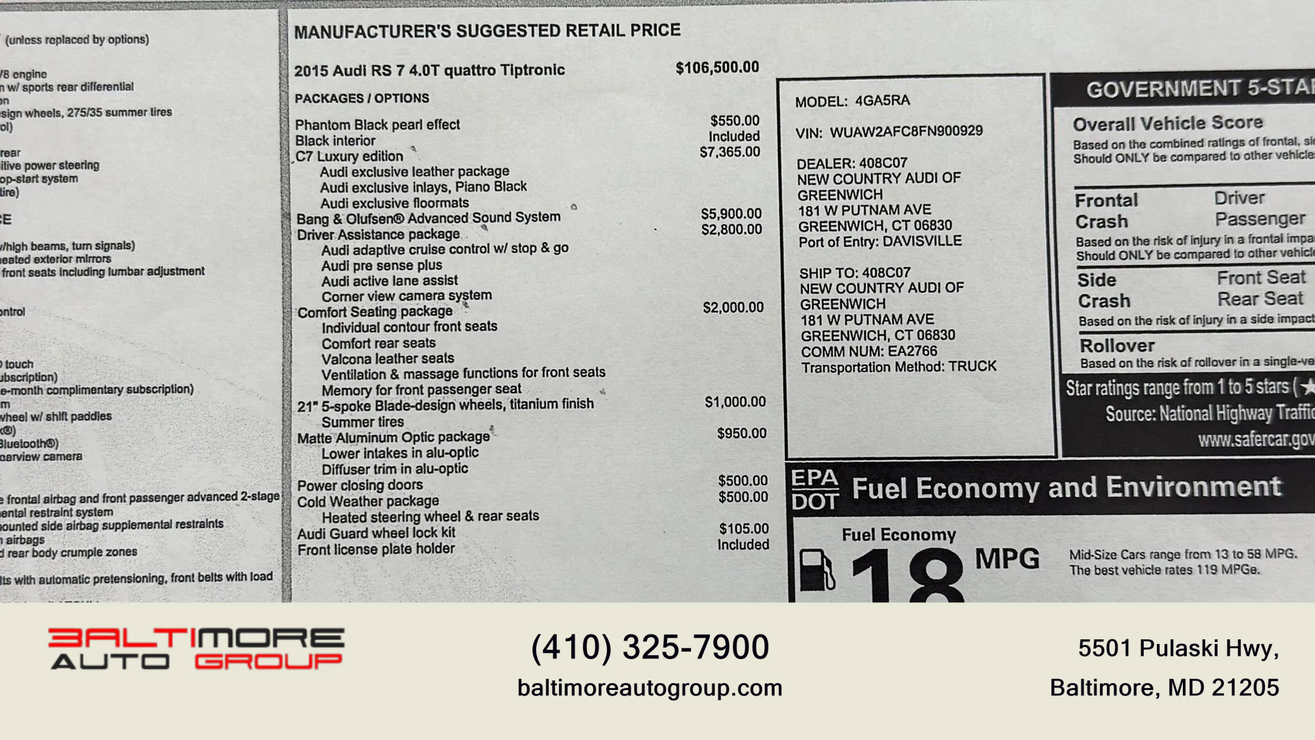 Used 2015 Audi RS 7 Prestige image 6