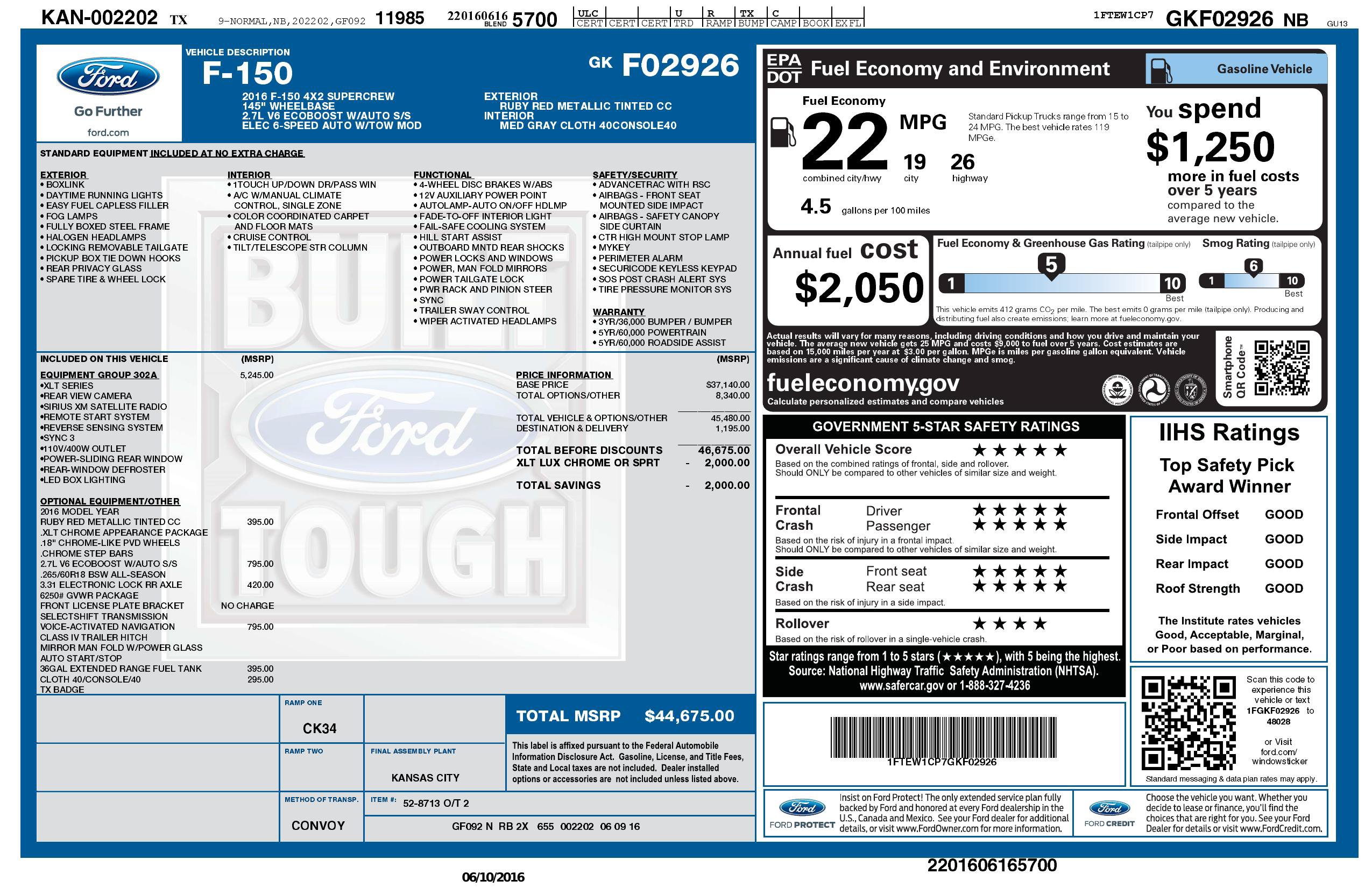 Used 2016 Ford F150 XLT w/ Equipment Group 302A Luxury RWD image 9