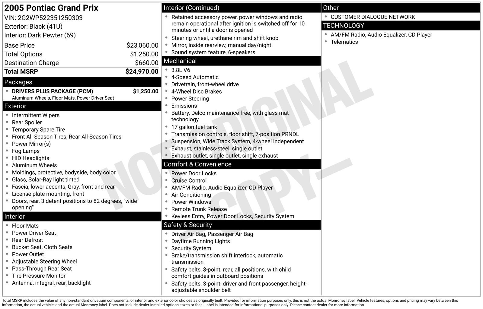 Used 2005 Pontiac Grand Prix w/ Drivers Plus Package image 8