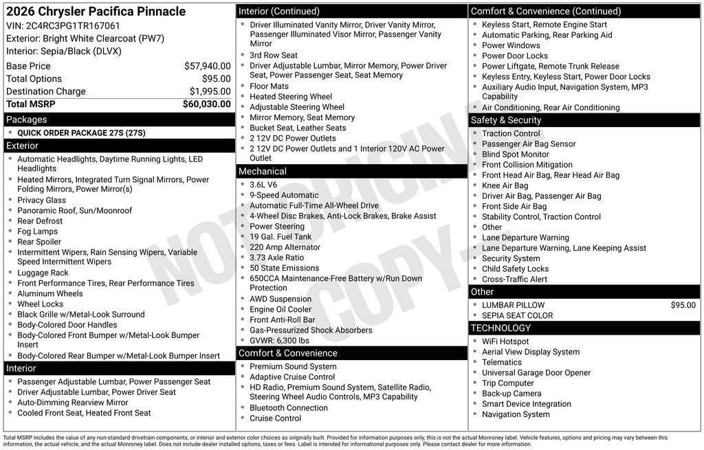 New 2026 Chrysler Pacifica Pinnacle image 6
