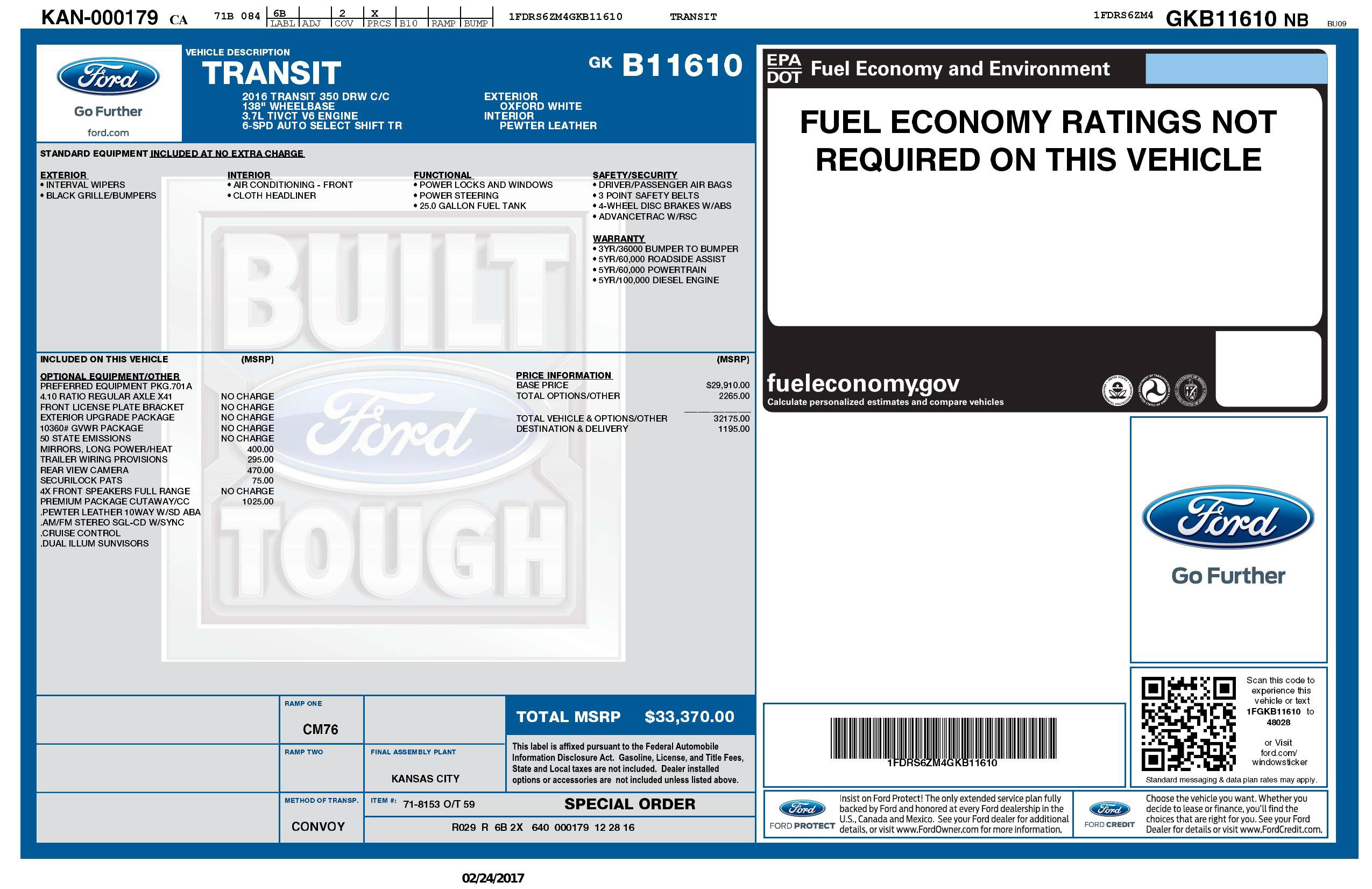 Used 2016 Ford Transit 350 138 DRW w/ Premium Package RWD image 5