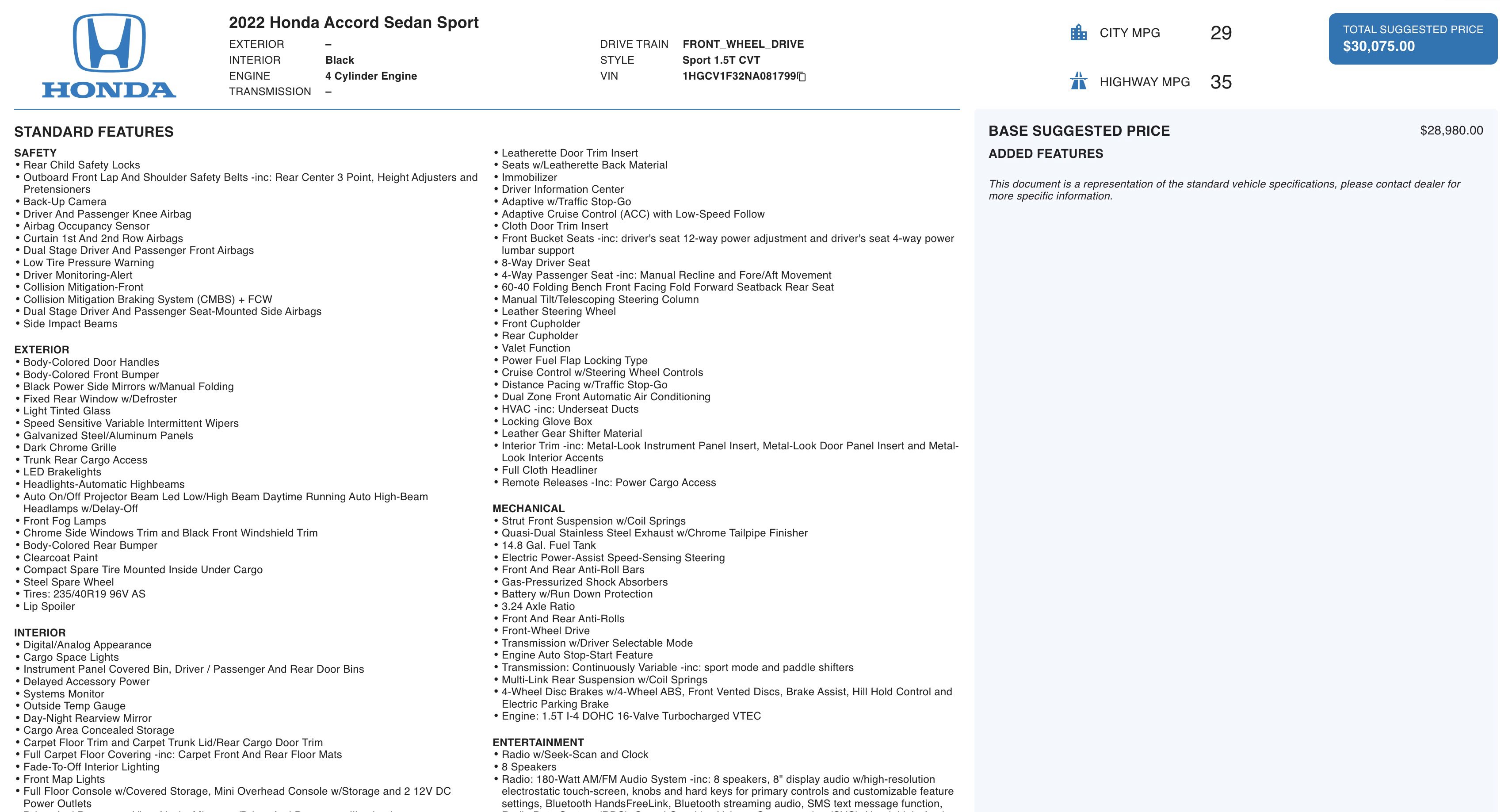 Used 2022 Honda Accord Sport image 2