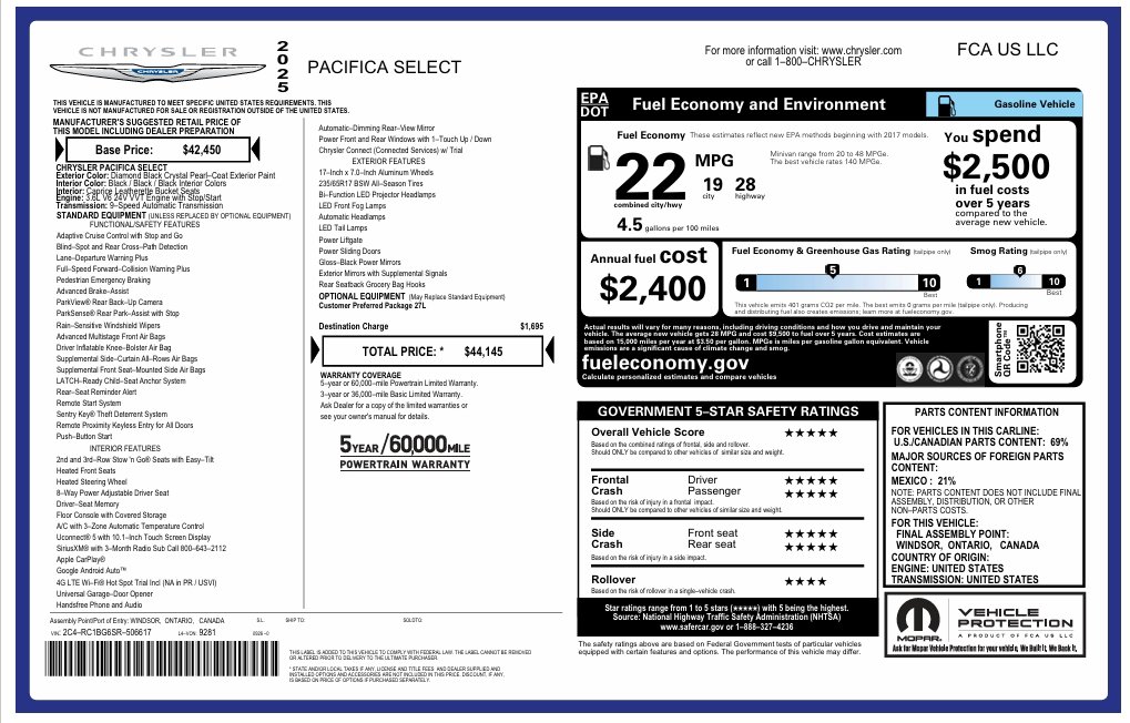 Used 2025 Chrysler Pacifica Select FWD image 35