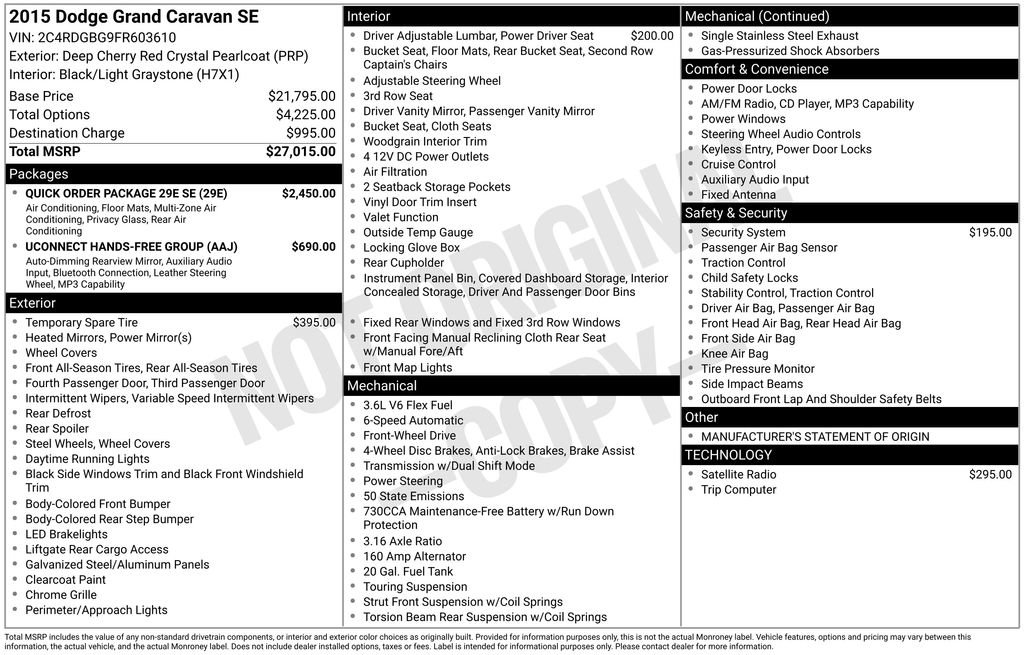 Used 2015 Dodge Grand Caravan SE w/ Quick Order Package 29E SE image 28