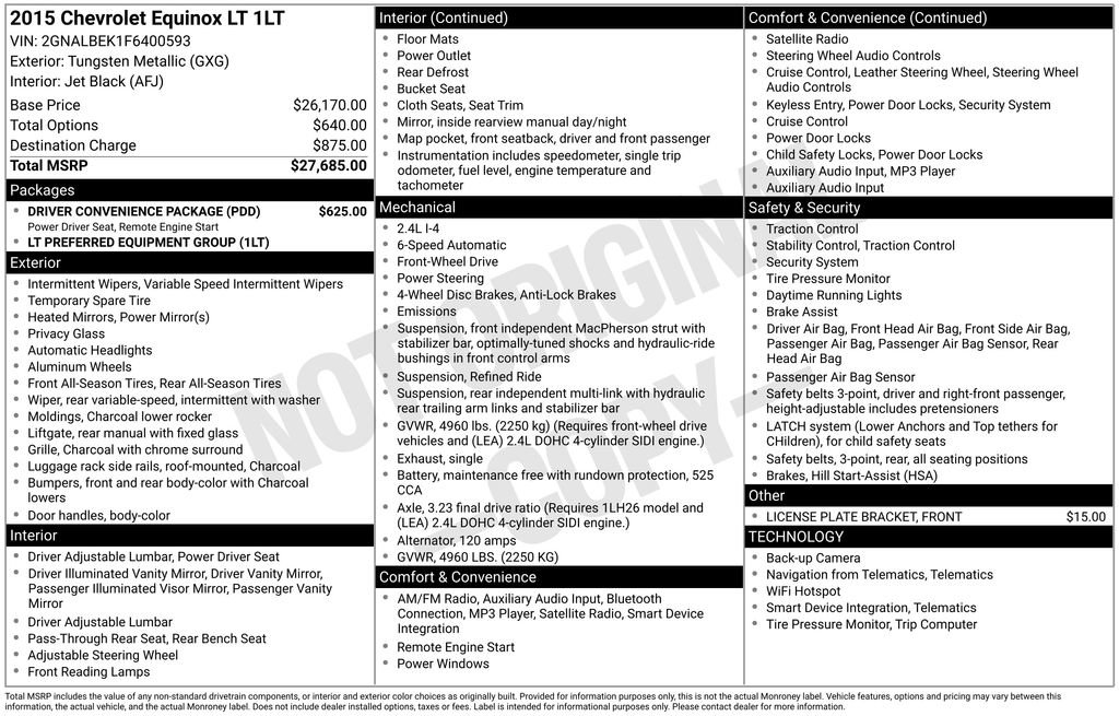 Used 2015 Chevrolet Equinox LT w/ Driver Convenience Package FWD image 31