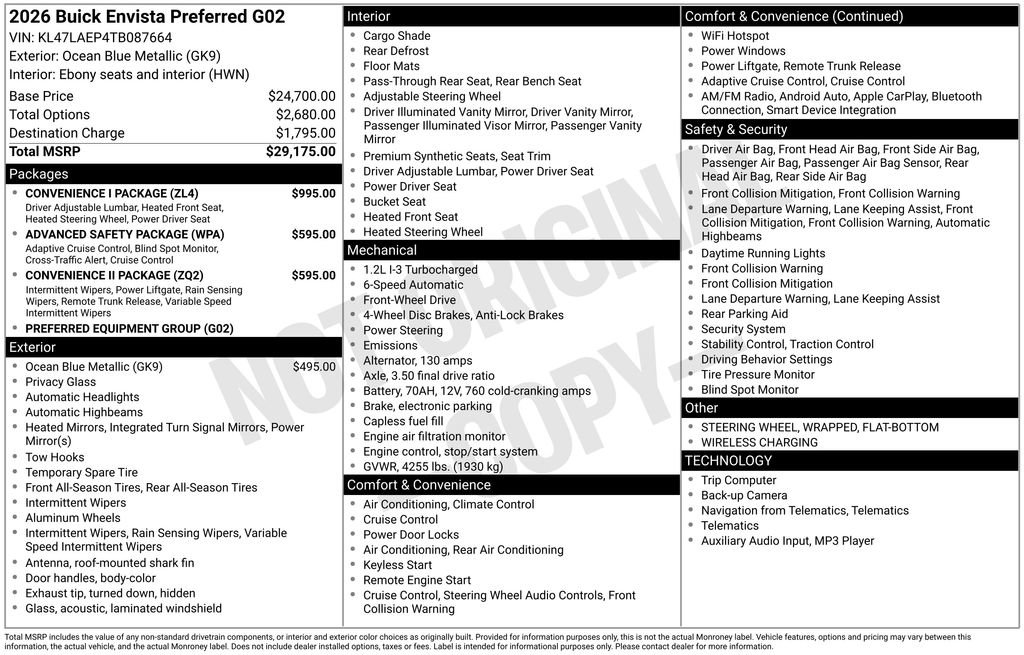 New 2026 Buick Envista Preferred w/ Convenience I Package FWD image 2