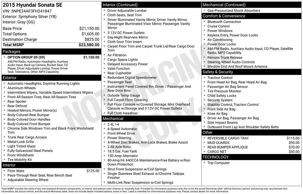Used 2015 Hyundai Sonata SE w/ Option Group 09 image 6