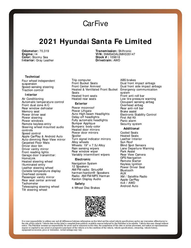 Used 2021 Hyundai Santa Fe Limited w/ Cargo Package image 37