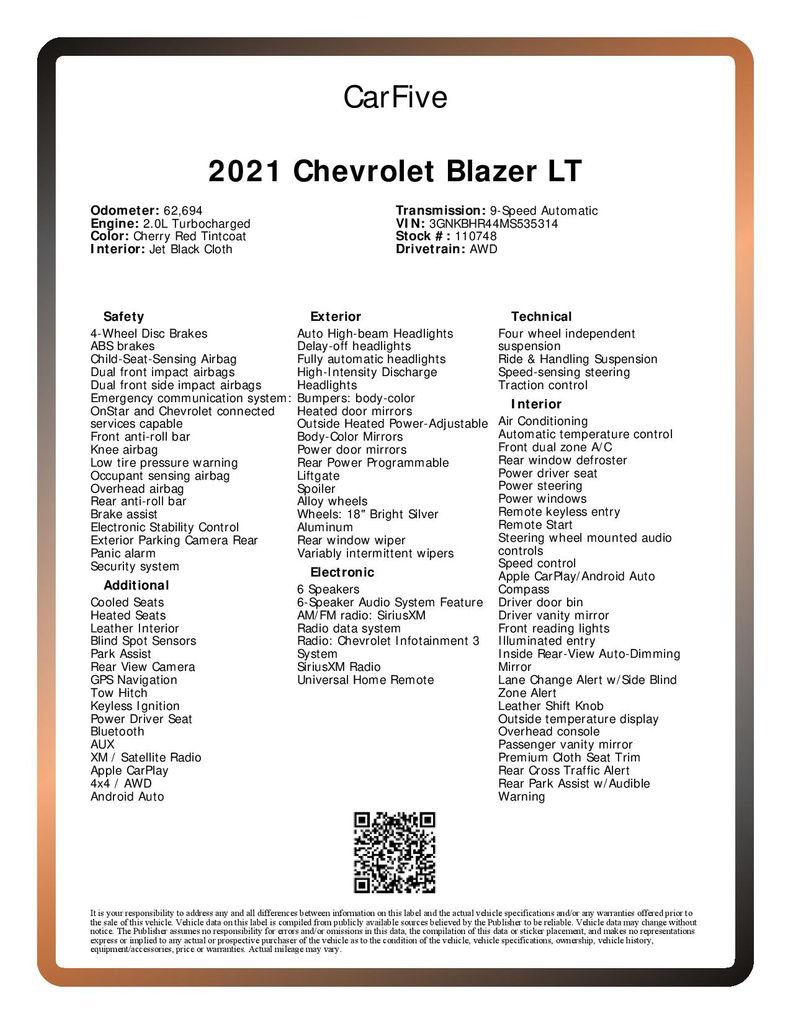 Used 2021 Chevrolet Blazer LT AWD/4WD image 29