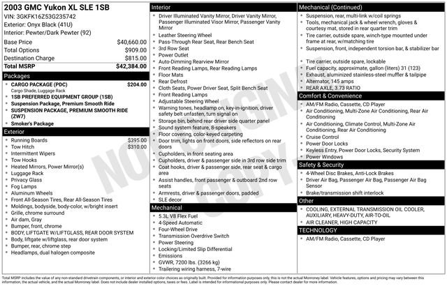 Used 2003 GMC Yukon XL SLE w/ Cargo Package AWD/4WD image 3