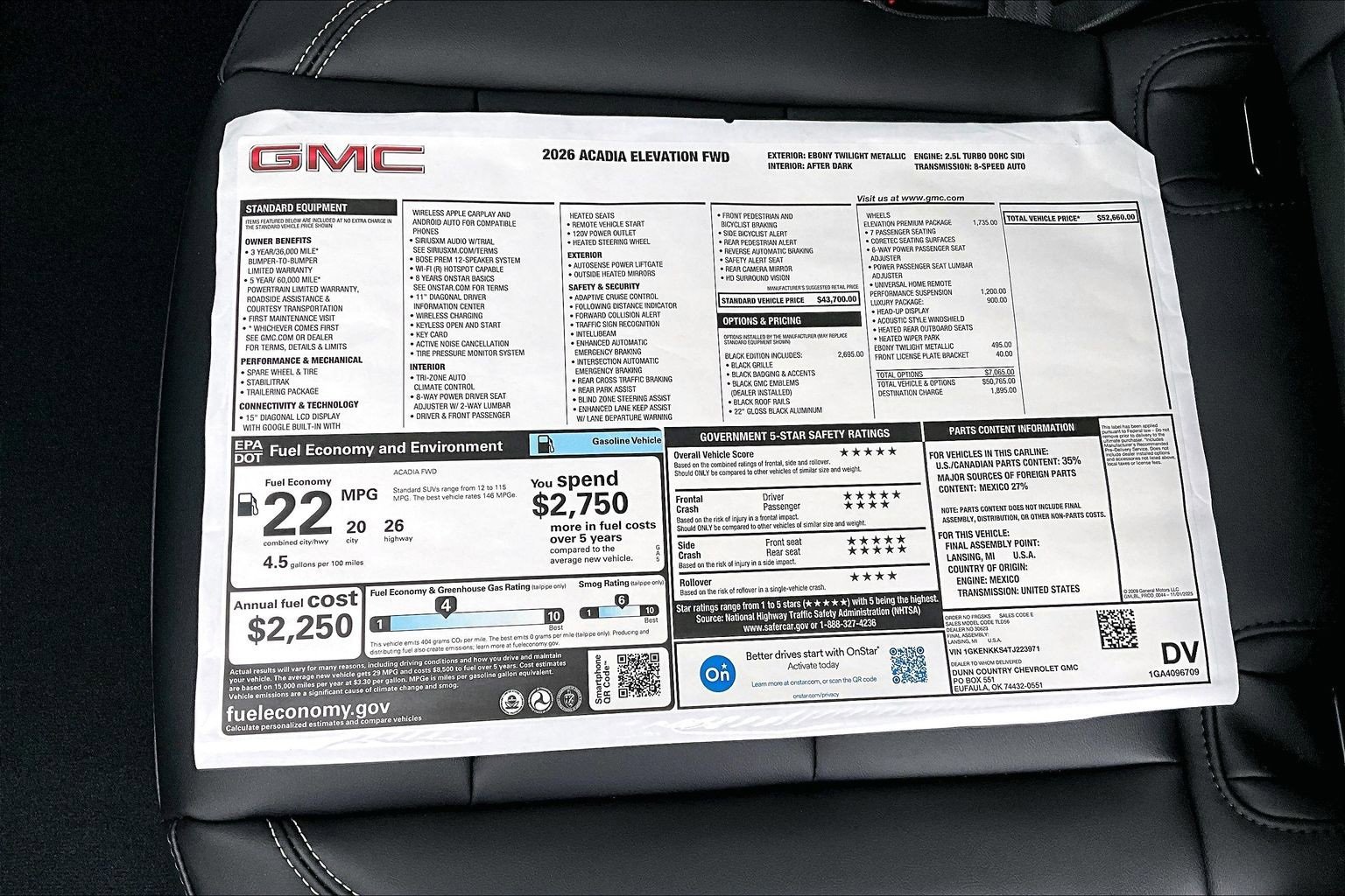 New 2026 GMC Acadia Elevation w/ Black Edition image 14