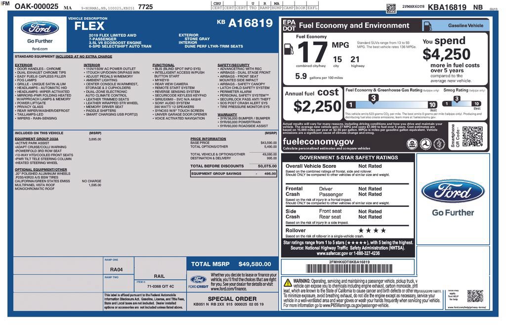 Used 2019 Ford Flex Limited w/ Equipment Group 303A AWD/4WD image 39