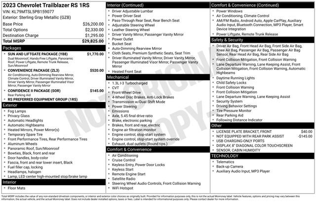 Used 2023 Chevrolet TrailBlazer RS w/ Sun and Liftgate Package FWD image 37
